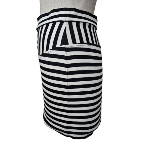 French Connection Black and White Striped Pencil Mini Skirt Size 4 - Picture 5 of 5